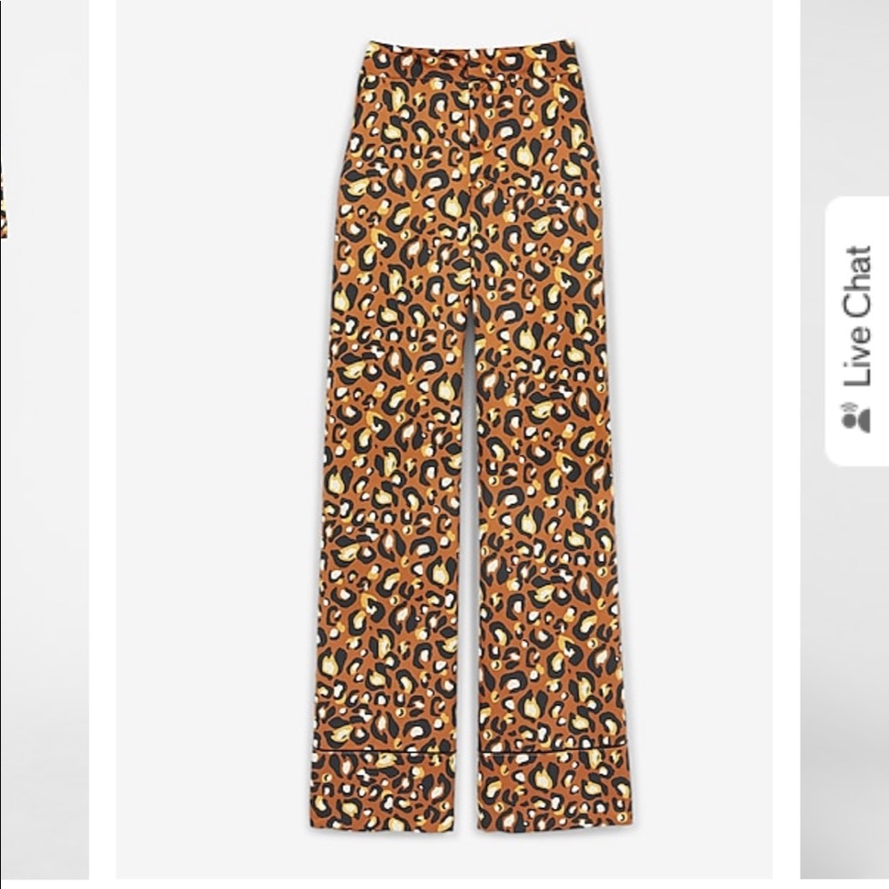 LadyGang High Waisted Leopard Satin Wide Leg Pant